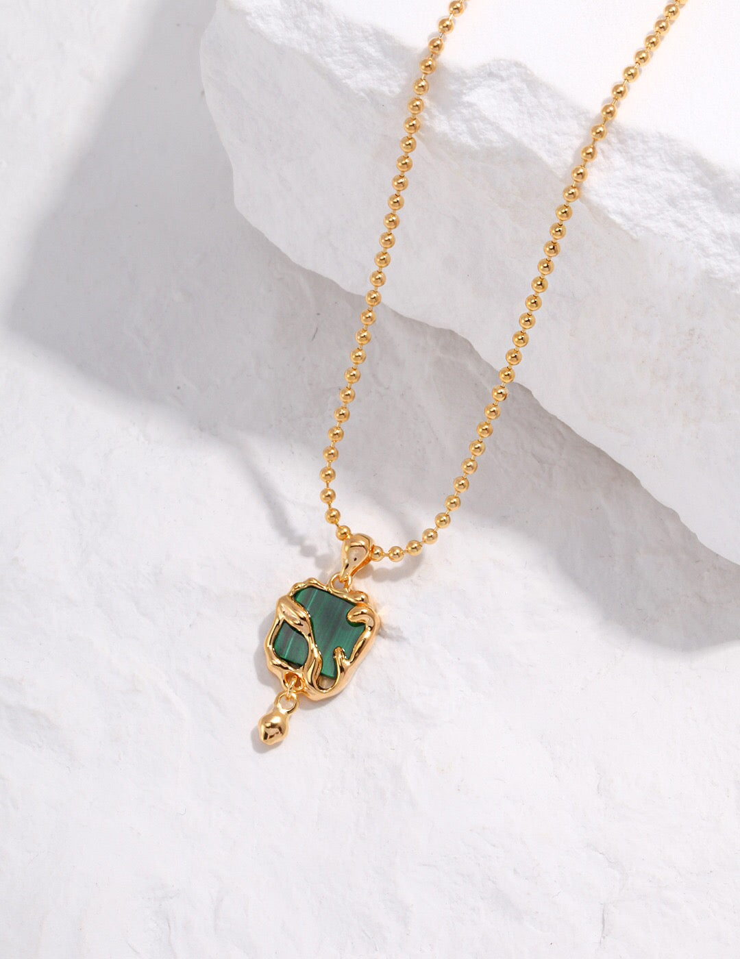 Green Malachite Pendant Necklace-0