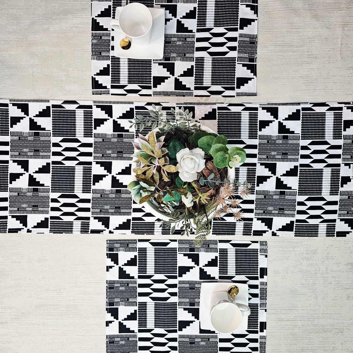Table Runner and Set of 4 Placemats | 100% Cotton African Print Fabric — 10811198996819