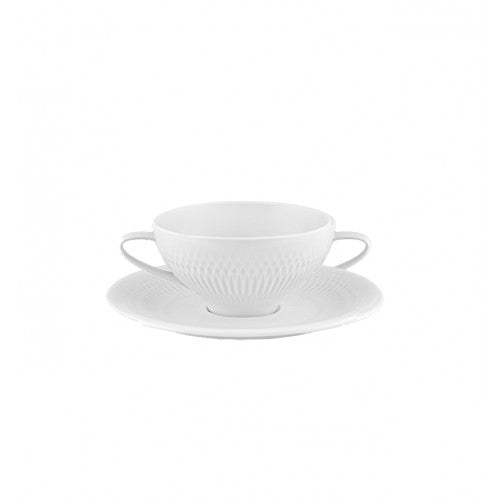 Vista Alegre Utopia White Porcelain Consomme Cup and Saucer