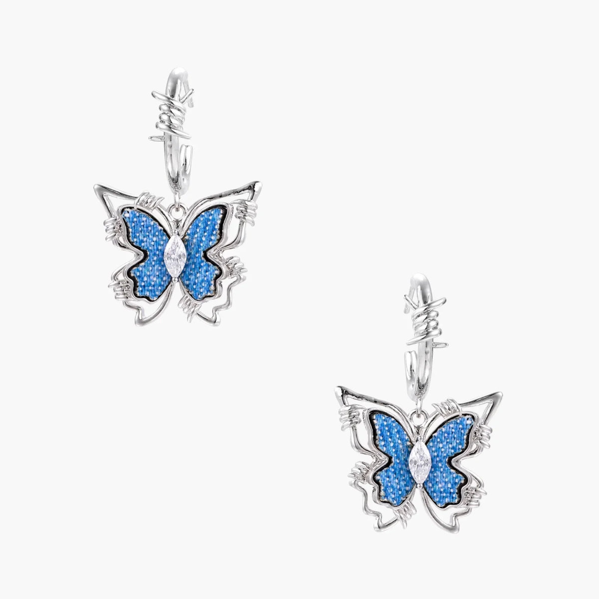 Blue Butterfly Drop Earrings-0