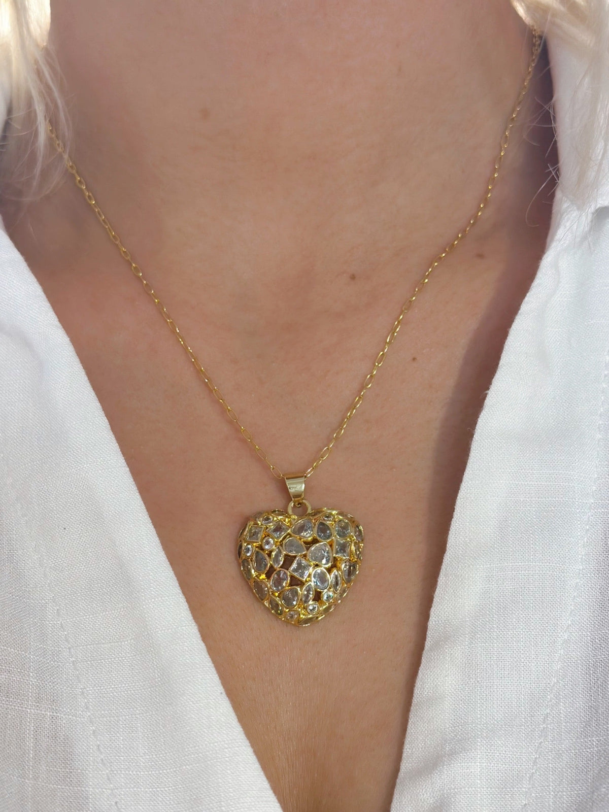 Crystal Shapes Gold Plated Necklace-0