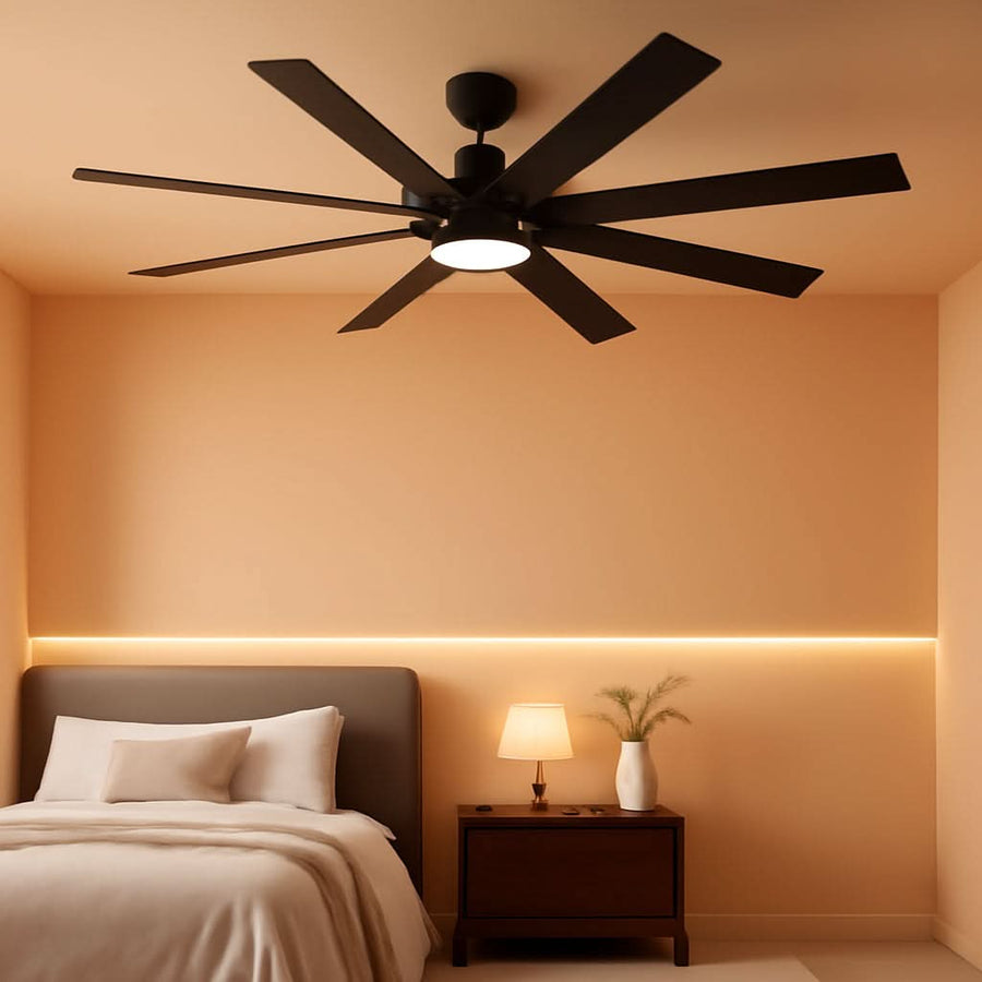 62 Inch Ceiling Fan With Remote Matte Black Wood Finish