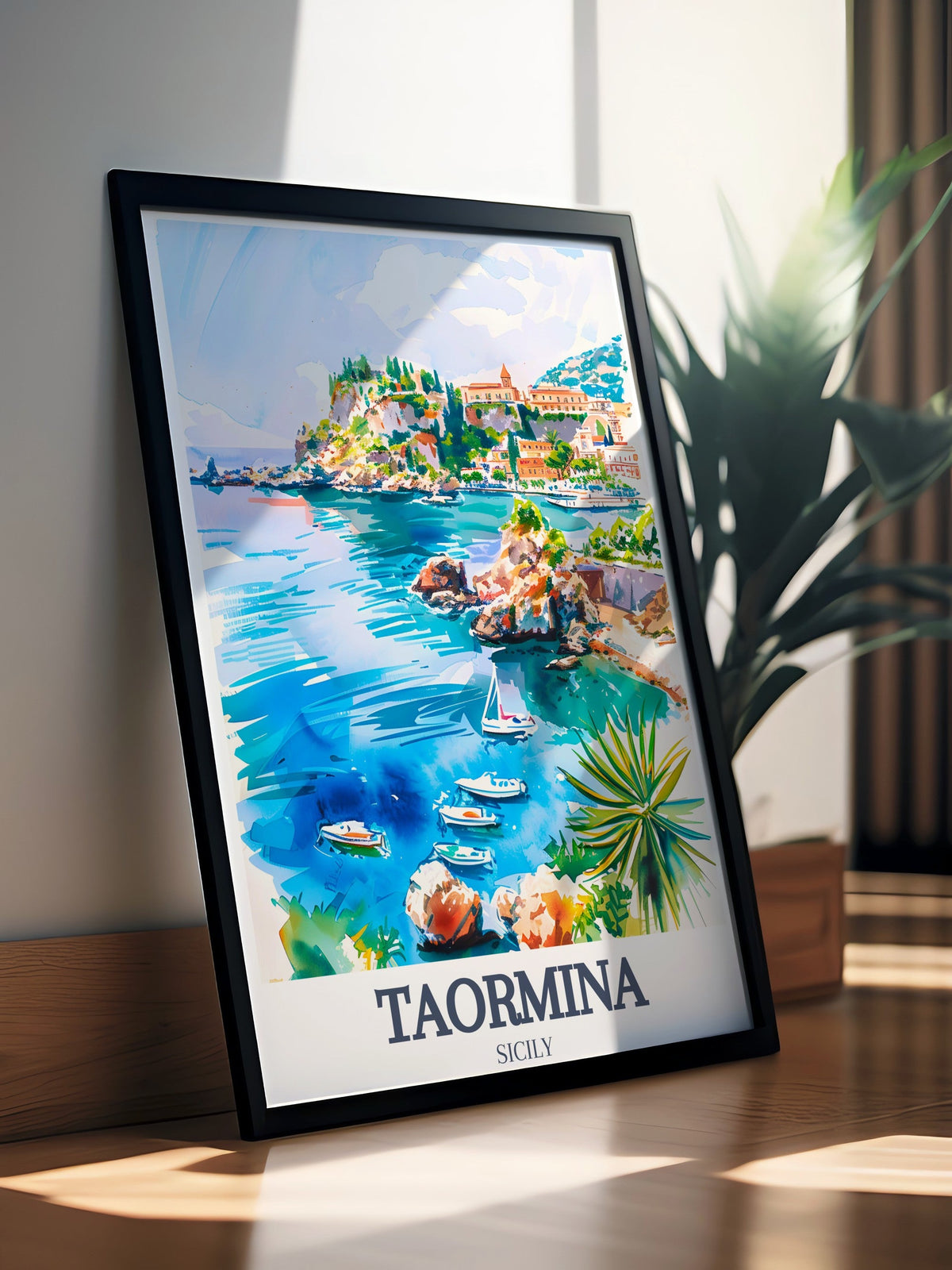Taormina Poster Print - Taormina Beach Poster - Isola Bella Travel Art - Taormina Art Print - Taormina Travel Print - Italy Artwork-0