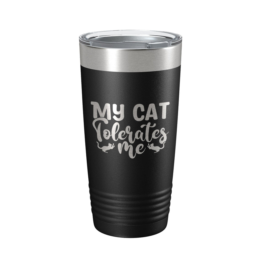 My Cat Tolerates Me Tumbler Travel Mug Funny Cat Lover Gift Insulated Laser Engraved Coffee Cup 20 oz