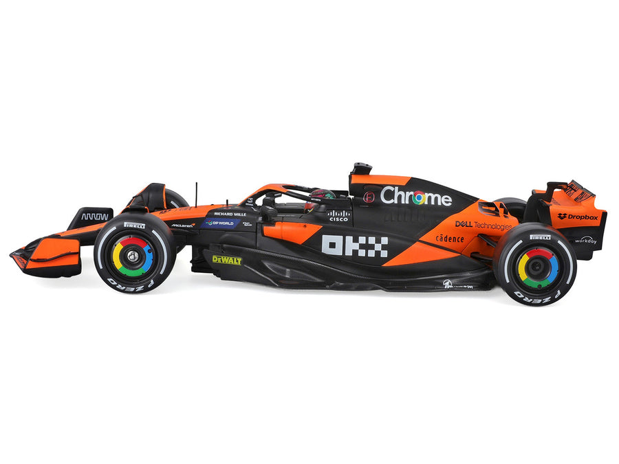 McLaren MCL38 #81 Oscar Piastri "OKX" Formula One F1 "Miami GP" (2024) with Display Case 1/24 Diecast Model Car by Bburago