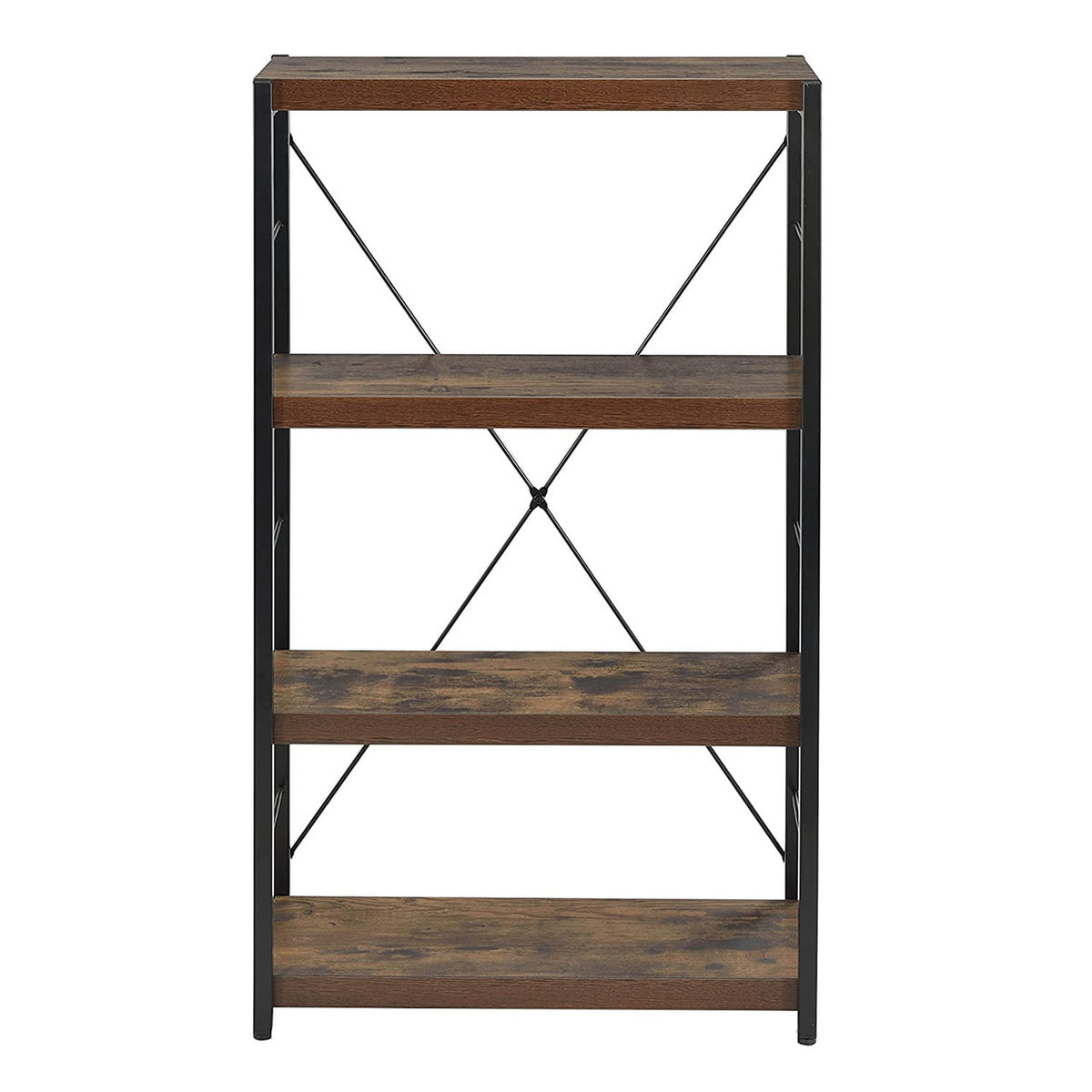 43" Brown and Black Metal and Wood Three Tier Etagere Bookcase-0