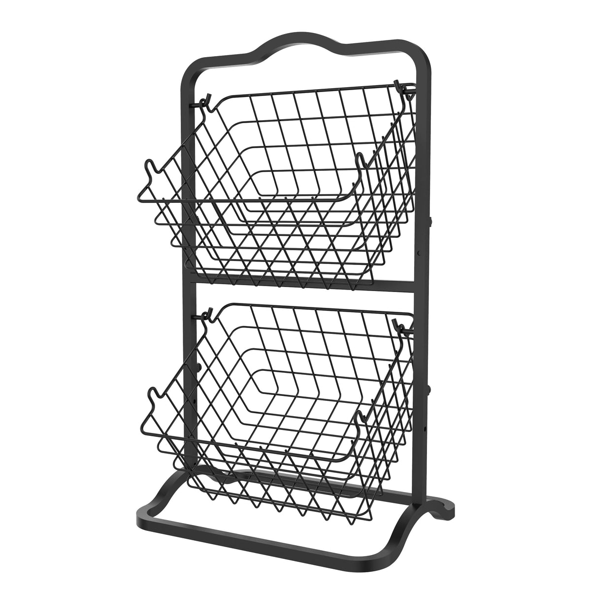 Oceanstar 2-Tier Storage Kitchen Wire Basket Stand, Black-0