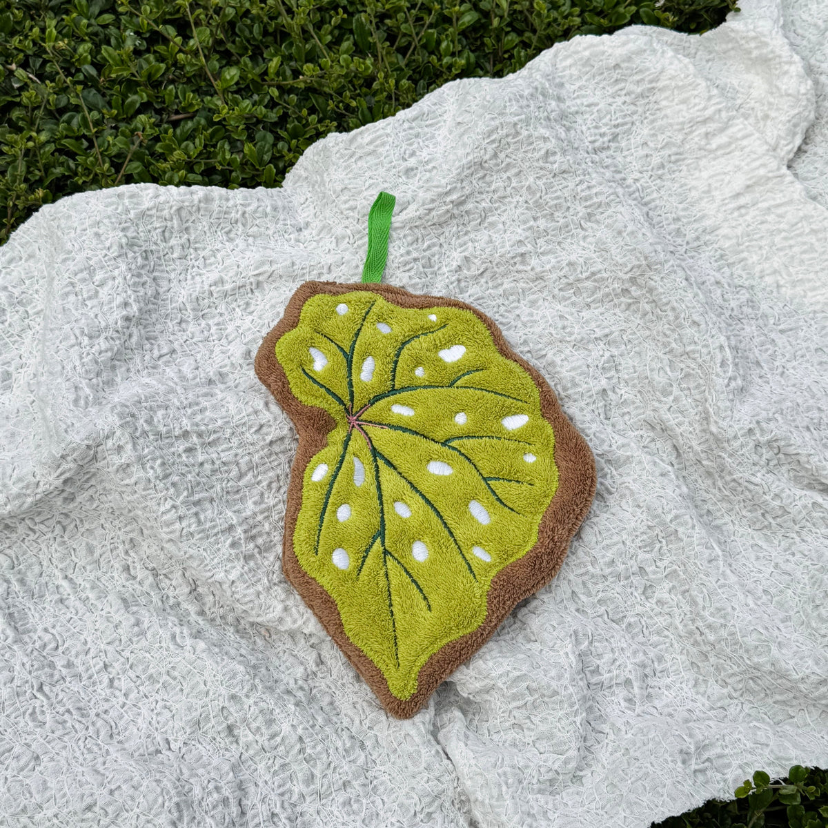 Brown Yellow Begonia Leaf - Hanging Hand Towel-0