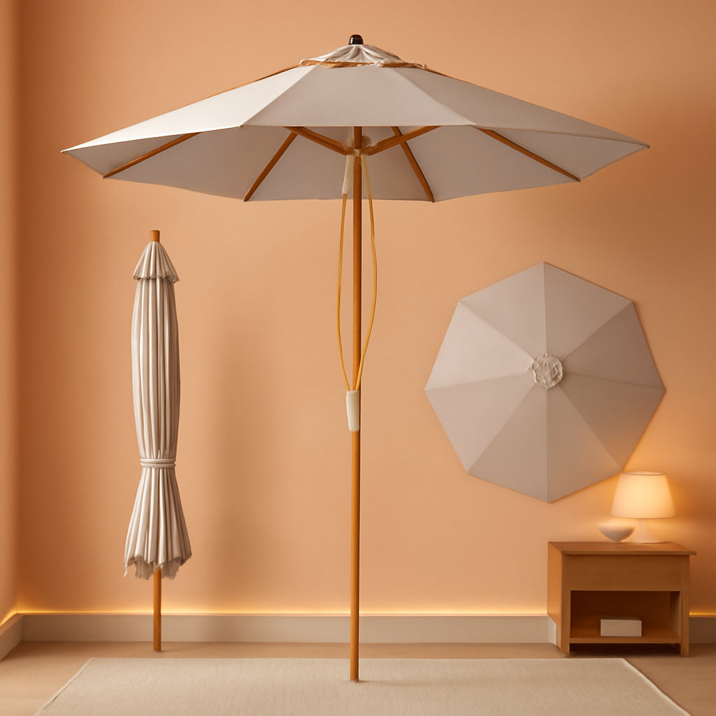 Nine To Ten Foot Bamboo Patio Outdoor Umbrella UPF50 Tilt-0