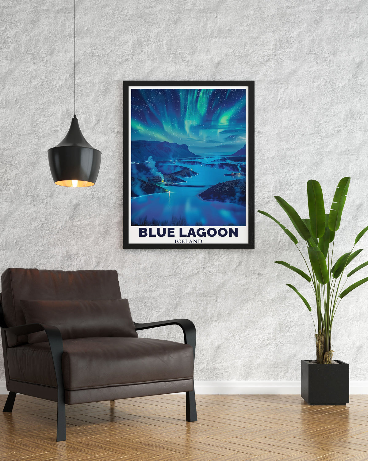 Blue Lagoon Travel Poster - Northern Lights Artwork - Blue Lagoon Travel Print - Blue Lagoon Poster Print - Iceland Travel Art-0
