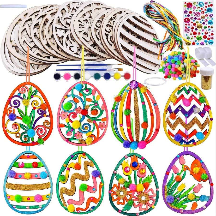 24pcs DIY Wooden Easter Egg Craft Kit