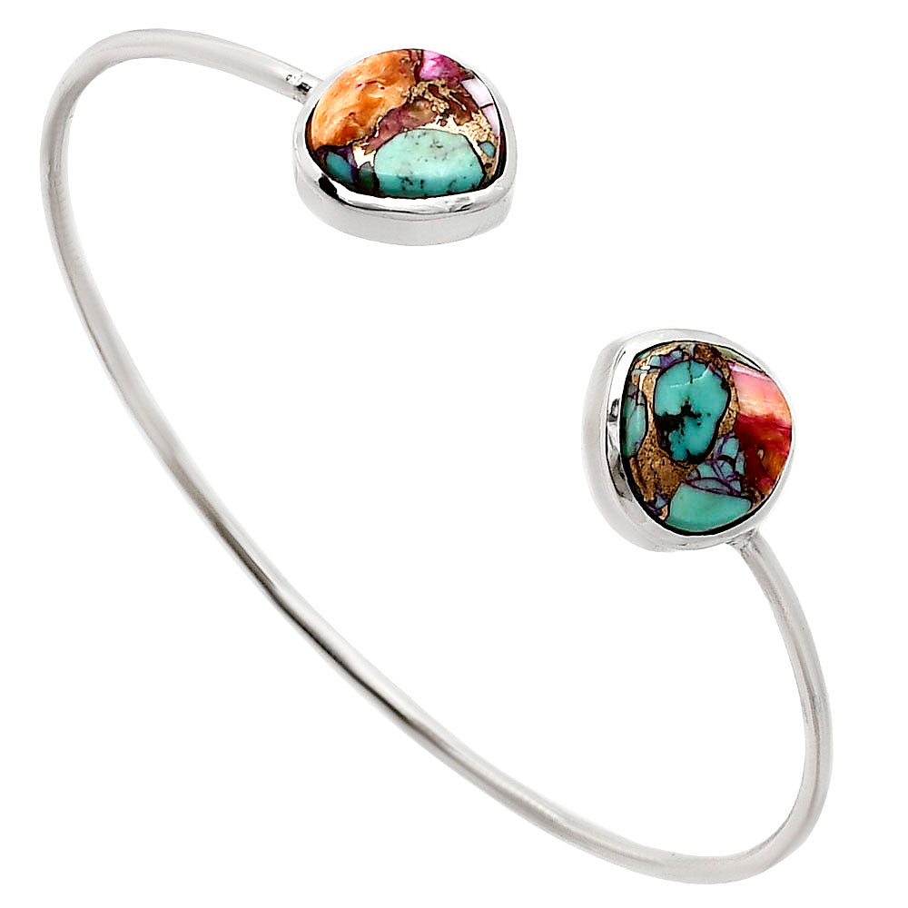 Premium Kingman Orange Dahlia Turquoise Cuff Bangle Bracelet B-1004 30-EB10225-1