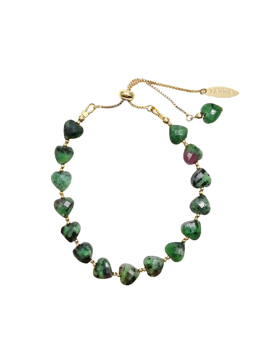 Heart Shaped Zoisite Gemstone Adjustable Bracelet NB014