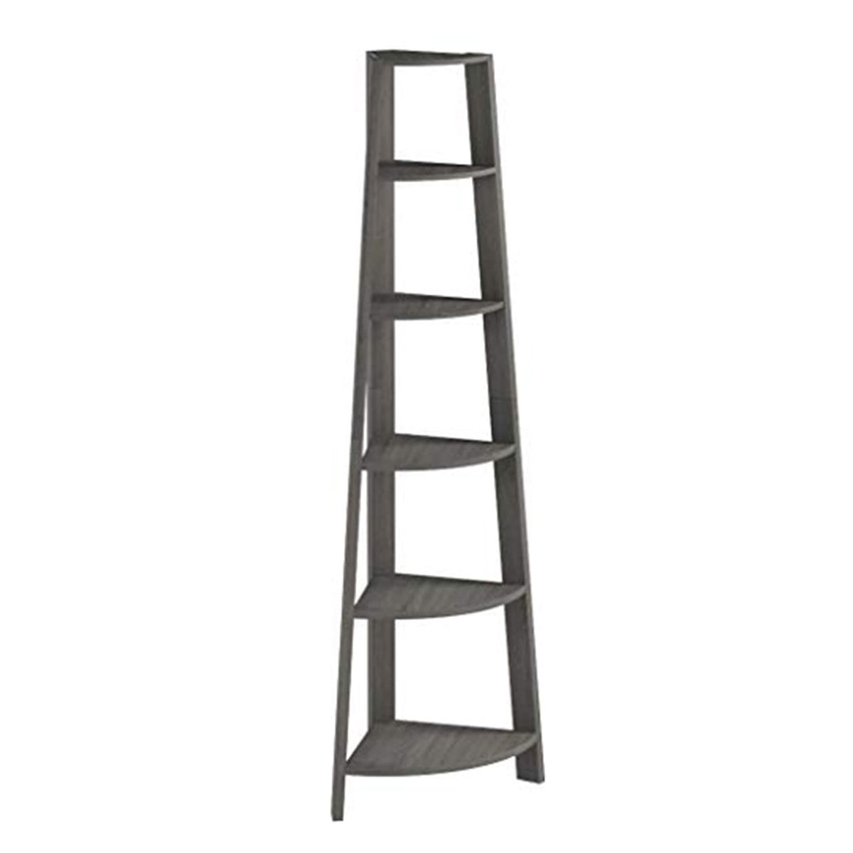 71" Taupe Wood Corner Bookcase-10