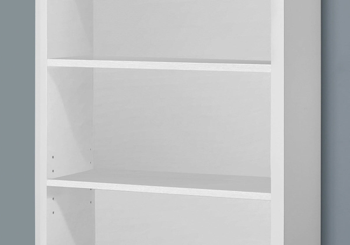 White Wood Adjustable Four Tier Bookcase-0