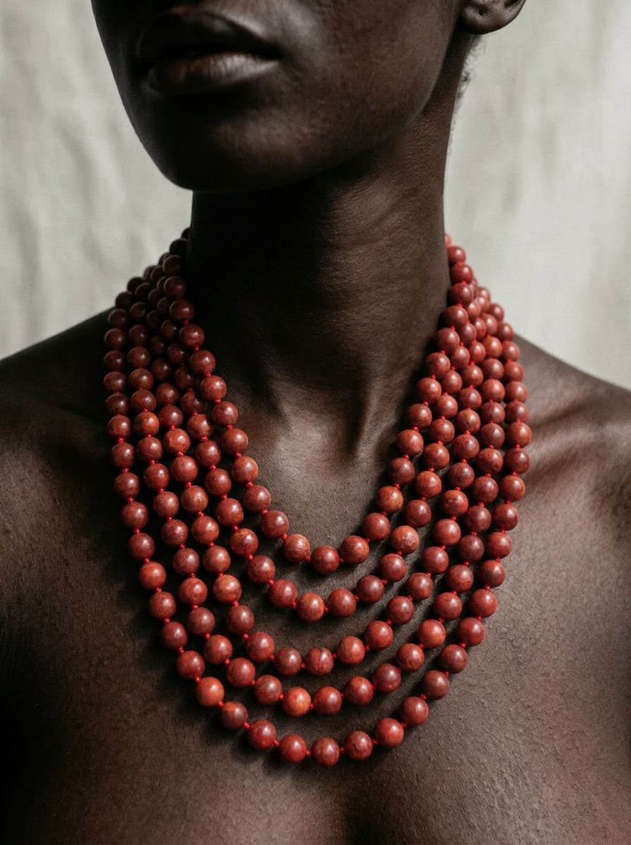 Vibrant Red Coral Layered Necklace-0