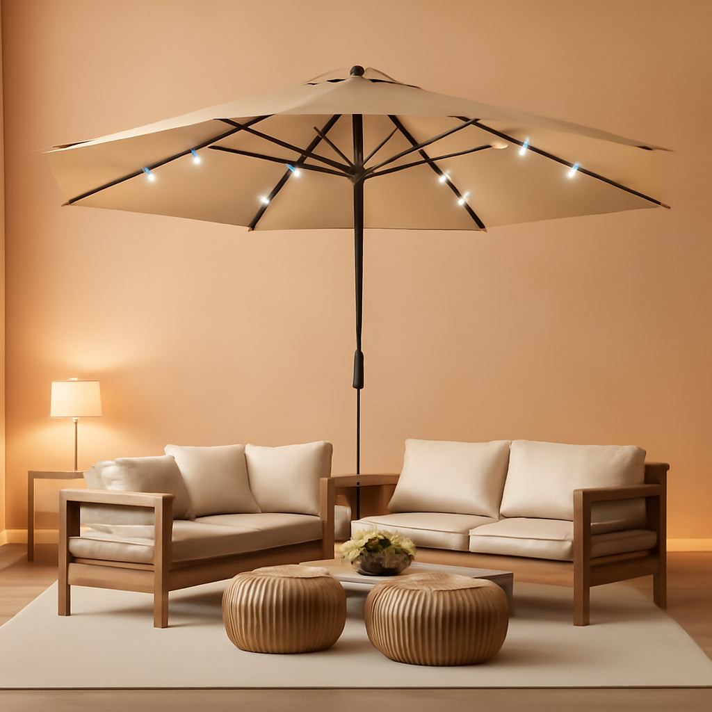 15Ft Double-Sided Patio Umbrella With Solar Lights-0