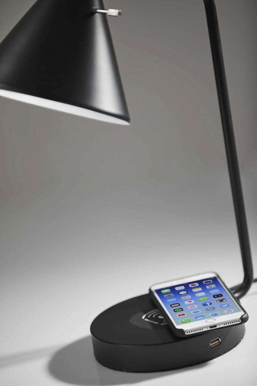 Asymmetrical Diabolo Black Metal Desk Lamp-0