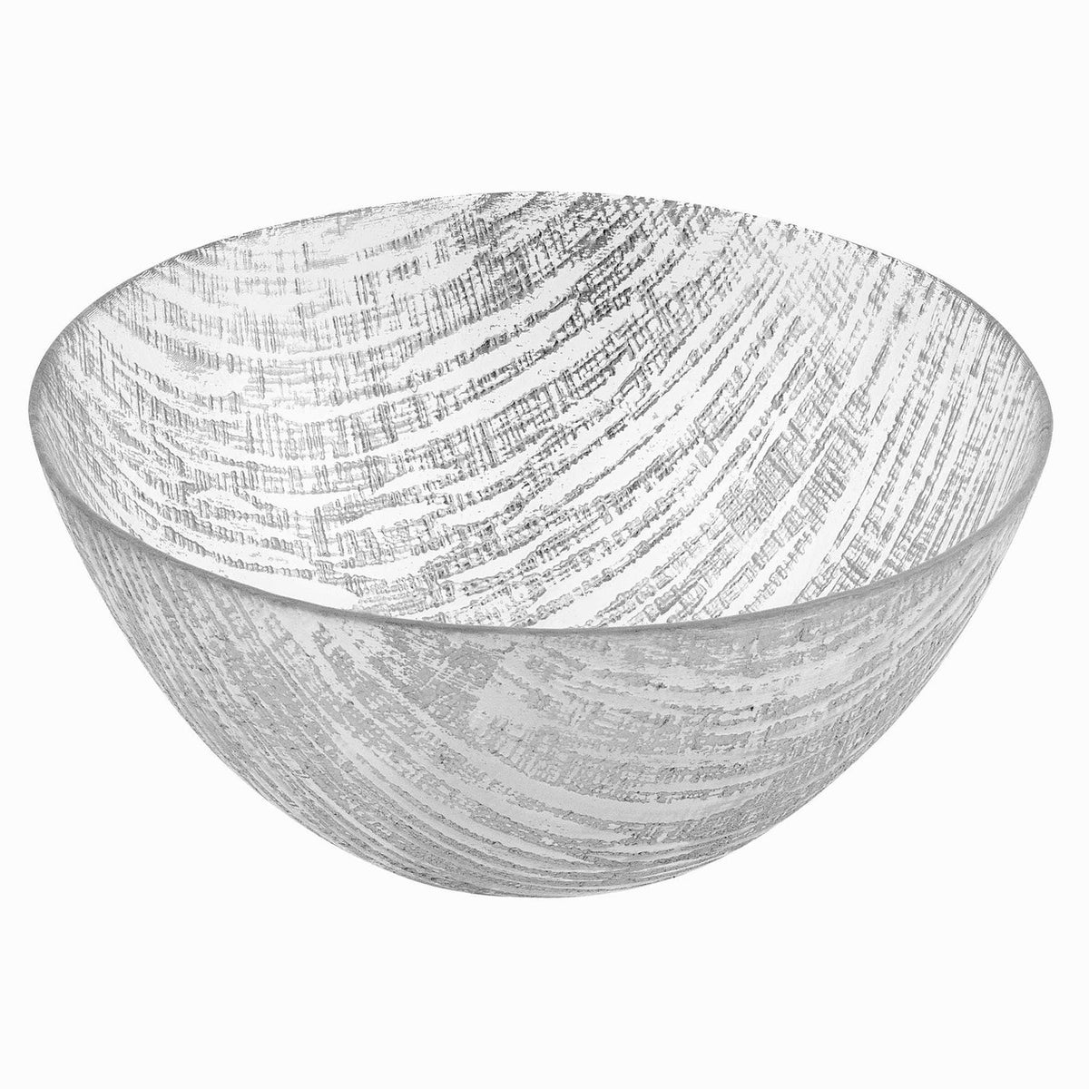 8 Hand Crafted Glass Silver Accent Salad Or Serving Bowl-0