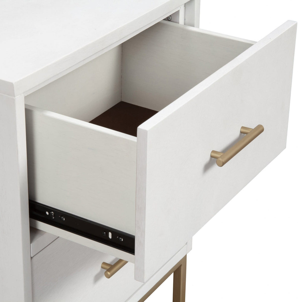 White and Gold Lines 2 Drawer Nightstand-0