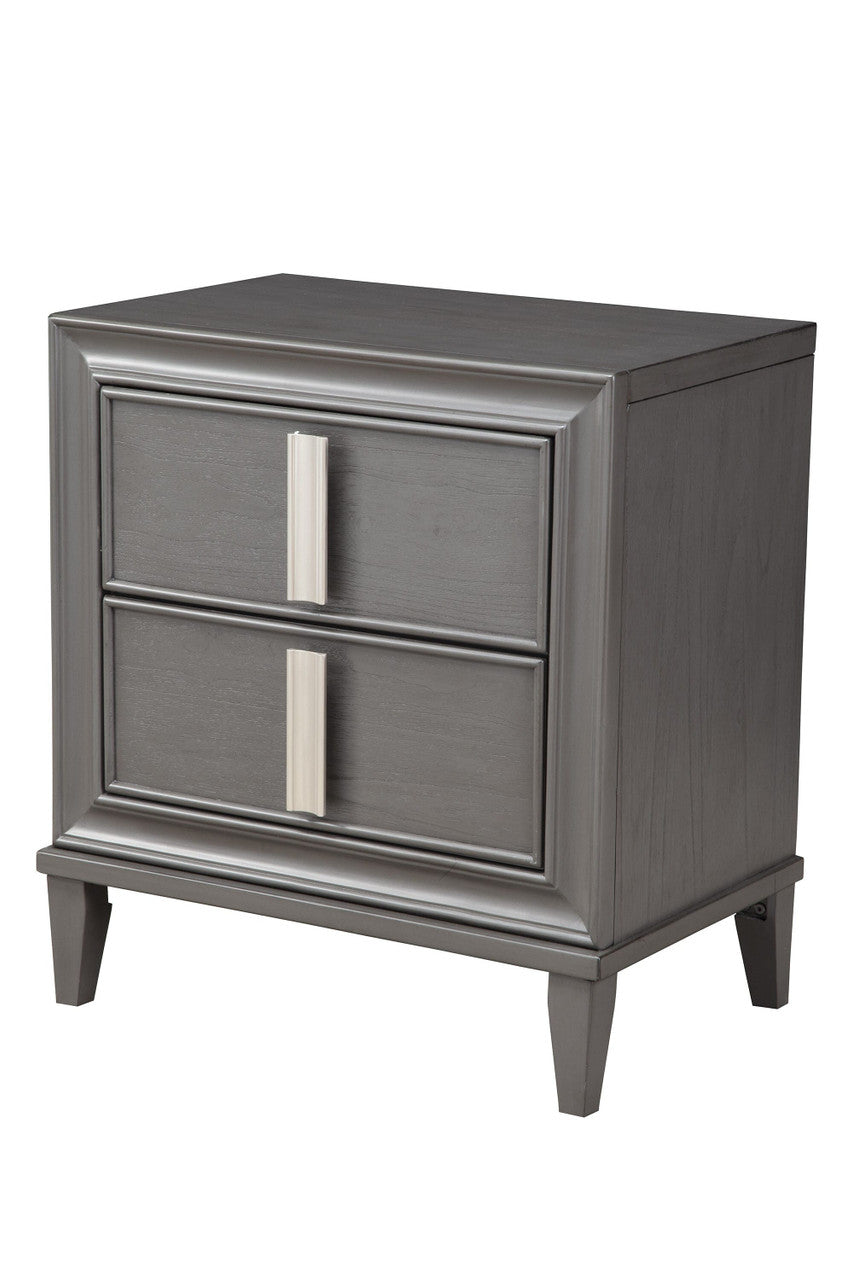 29" Dark Gray Two Drawer Contemporary Wood Nightstand-0