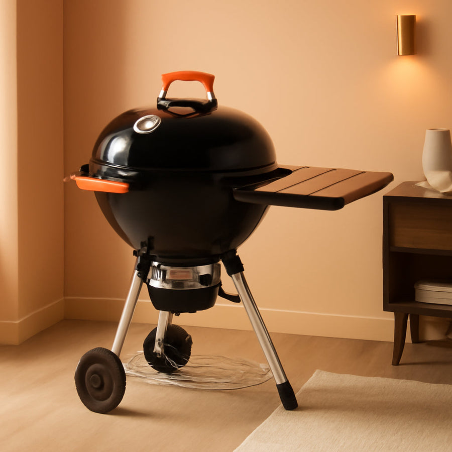 Charcoal Kettle Grill Twenty Two Inch WithHeavy Duty Side Table