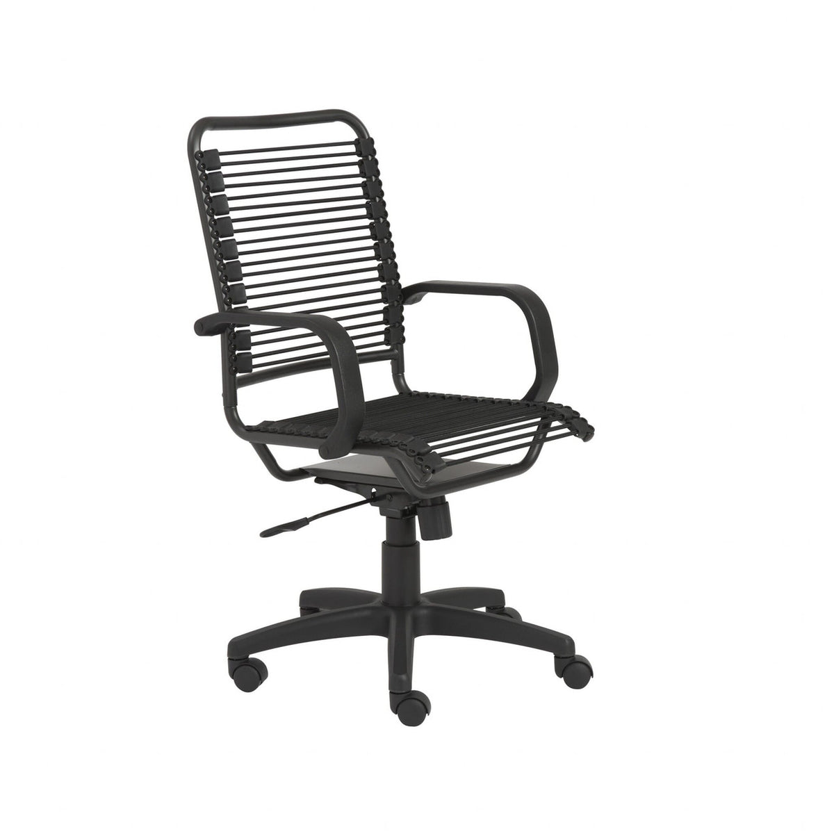 Black Swivel Adjustable Task Chair Bungee Back Steel Frame-0