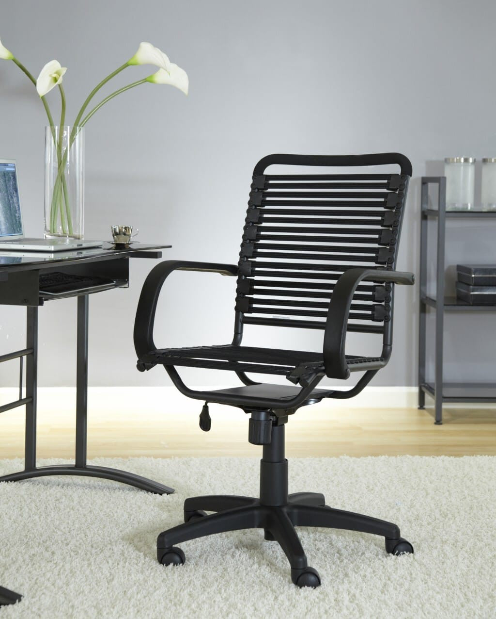 Black Adjustable Swivel Bungee Rolling Office Chair — 10811118682451