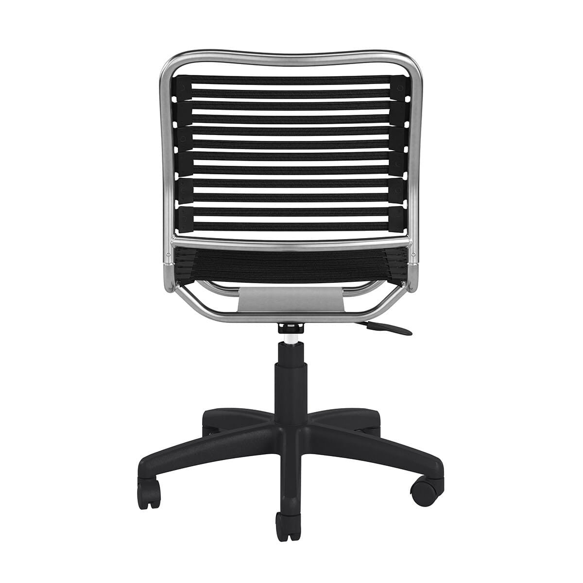 Black and Silver Adjustable Swivel Bungee Rolling Office Chair-0