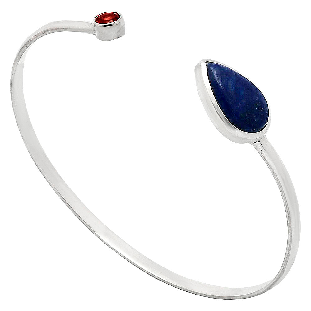 Premium Quality Lapis Lazuli & Garnet Cuff Bangle Bracelet B-1004 42-EB10460-1