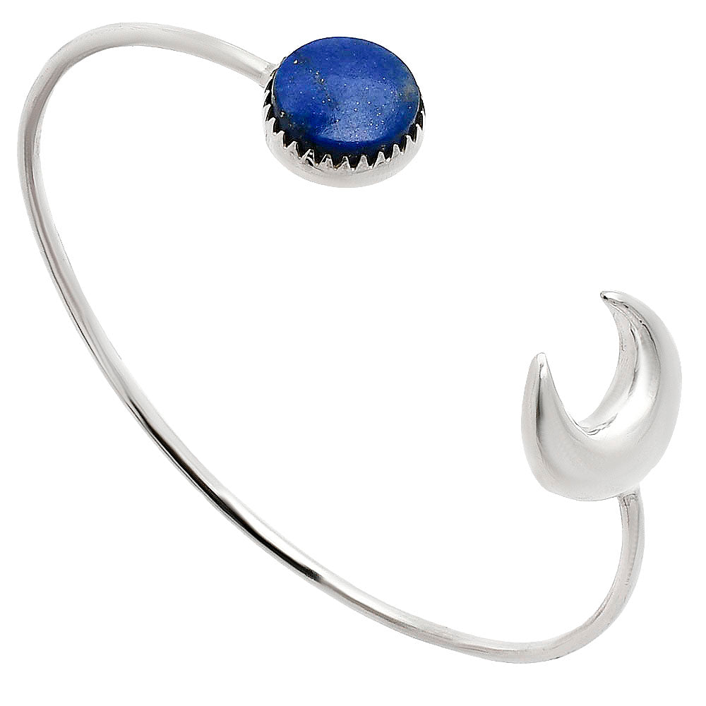 Premium Crescent Moon - Lapis Lazuli Cuff Bangle Bracelet B-1046 42-EB10470-1