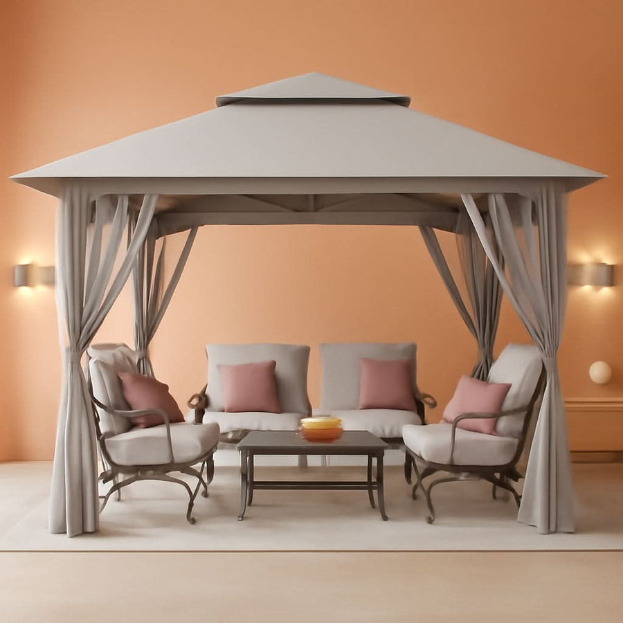 13x13 Grey Pop Up Gazebo Canopy Tent with Wheeled Bag