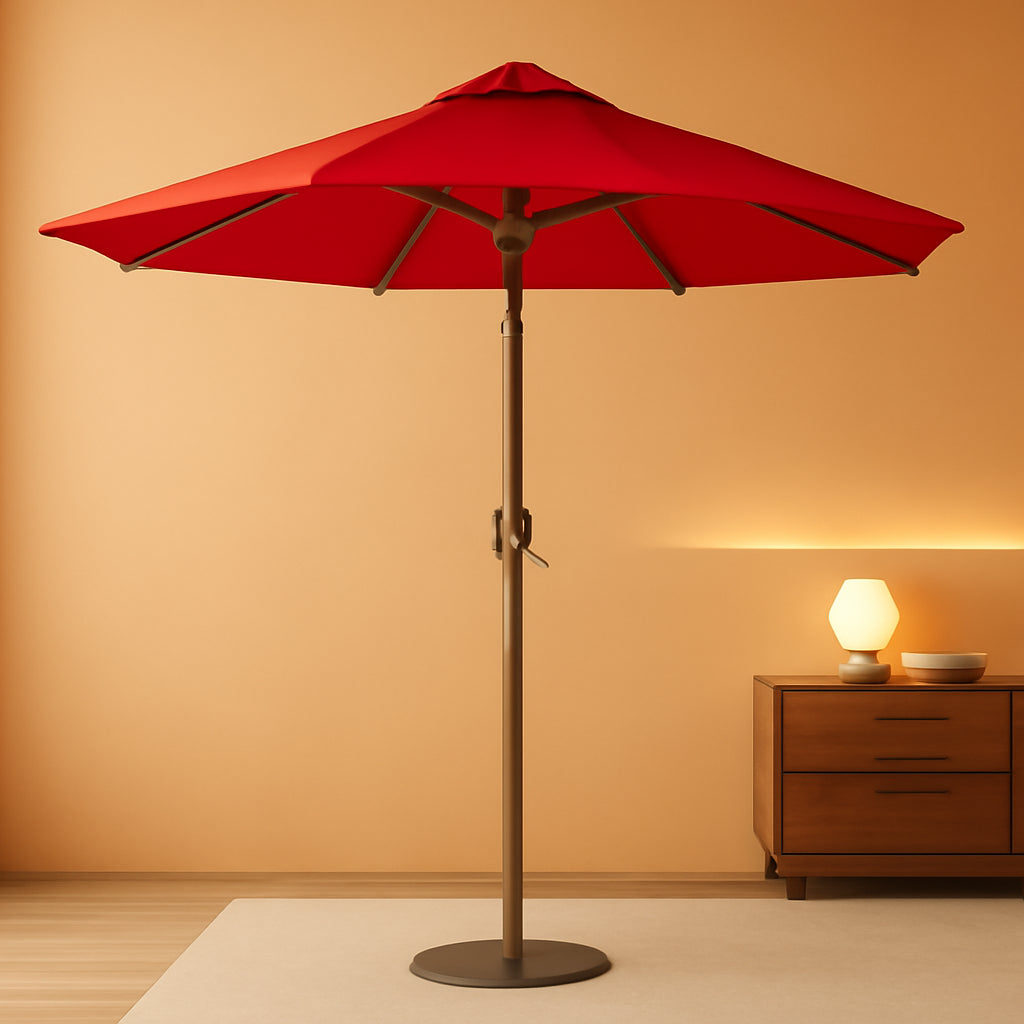 Red 7.5ft Premium Round Outdoor Patio Umbrella With Crank Tilt Control-0