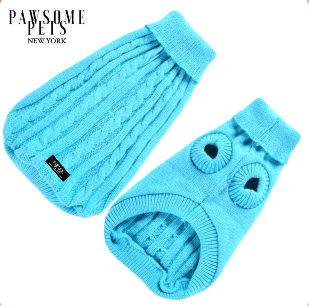 DOG AND CAT CABLE KNIT SWEATER - SKY BLUE-0