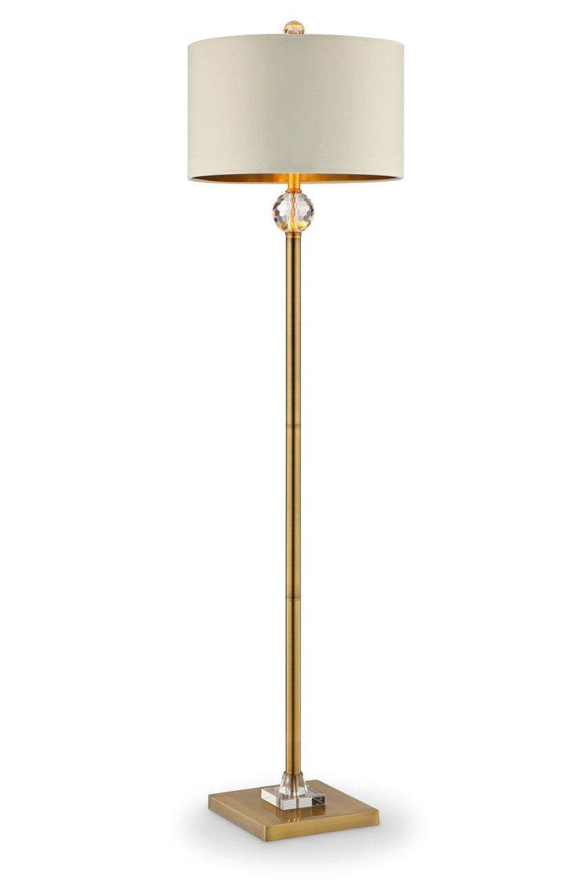 63" Gold Column Floor Lamp With Off-White Drum Shade-0