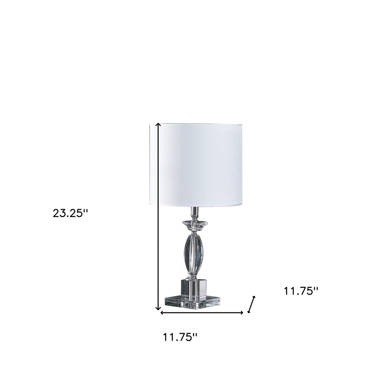 23" Silver Crystal Standard Table Lamp With White Classic Drum Shade Table Lamp-0