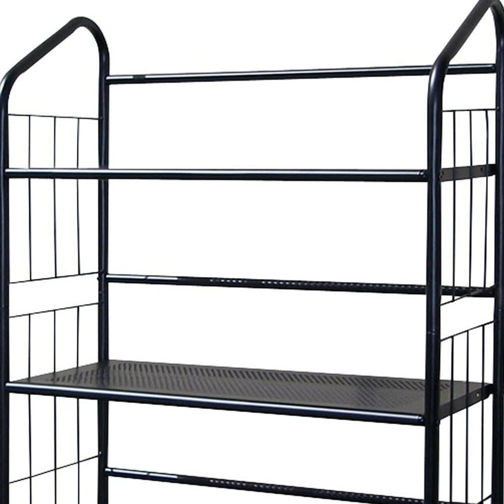 Black Four Shelf Metal Standing Book Shelf-0