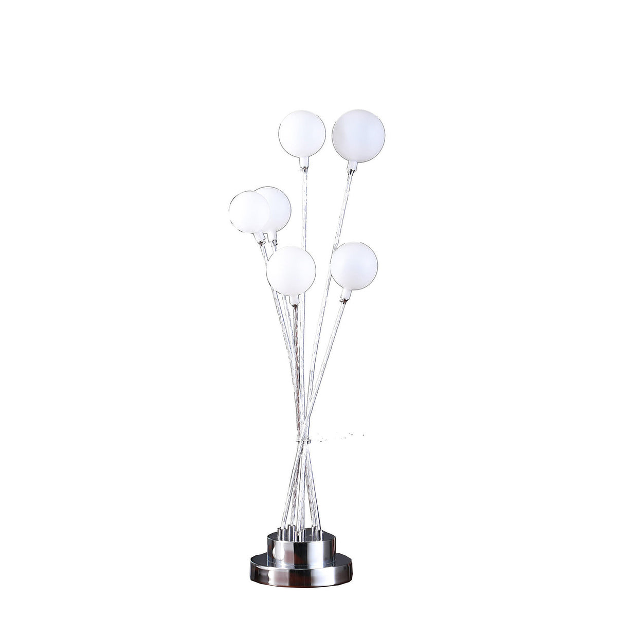 28" Silver Chrome Six Light Globe Desk or Table Lamp-0