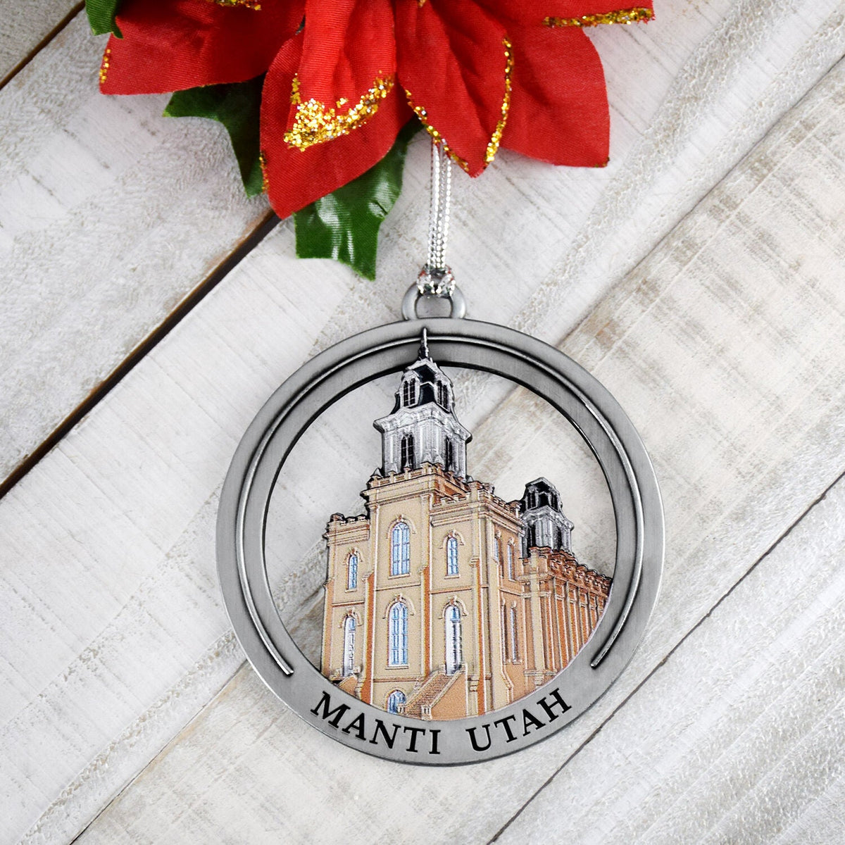 Manti Utah Temple Colored Enamel Ornament-0