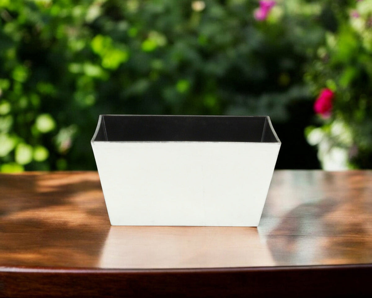 8" Silver Recycled Plastic Indoor Outdoor Rectangular Planter Box-0