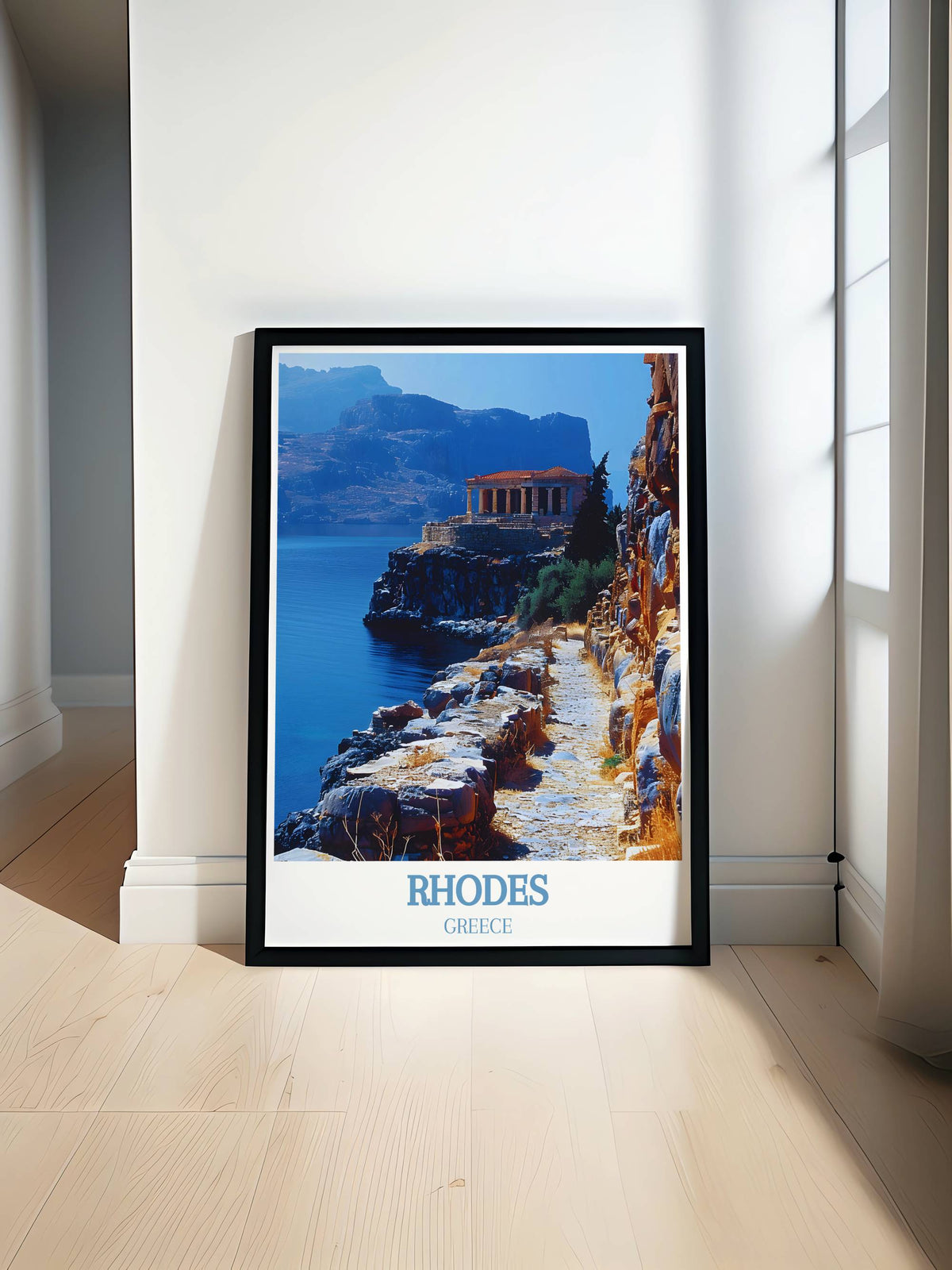 Rhodes Travel Posters - Acropolis of Lindos Strunning Wall Art - Greece Ideal Home Decor-0