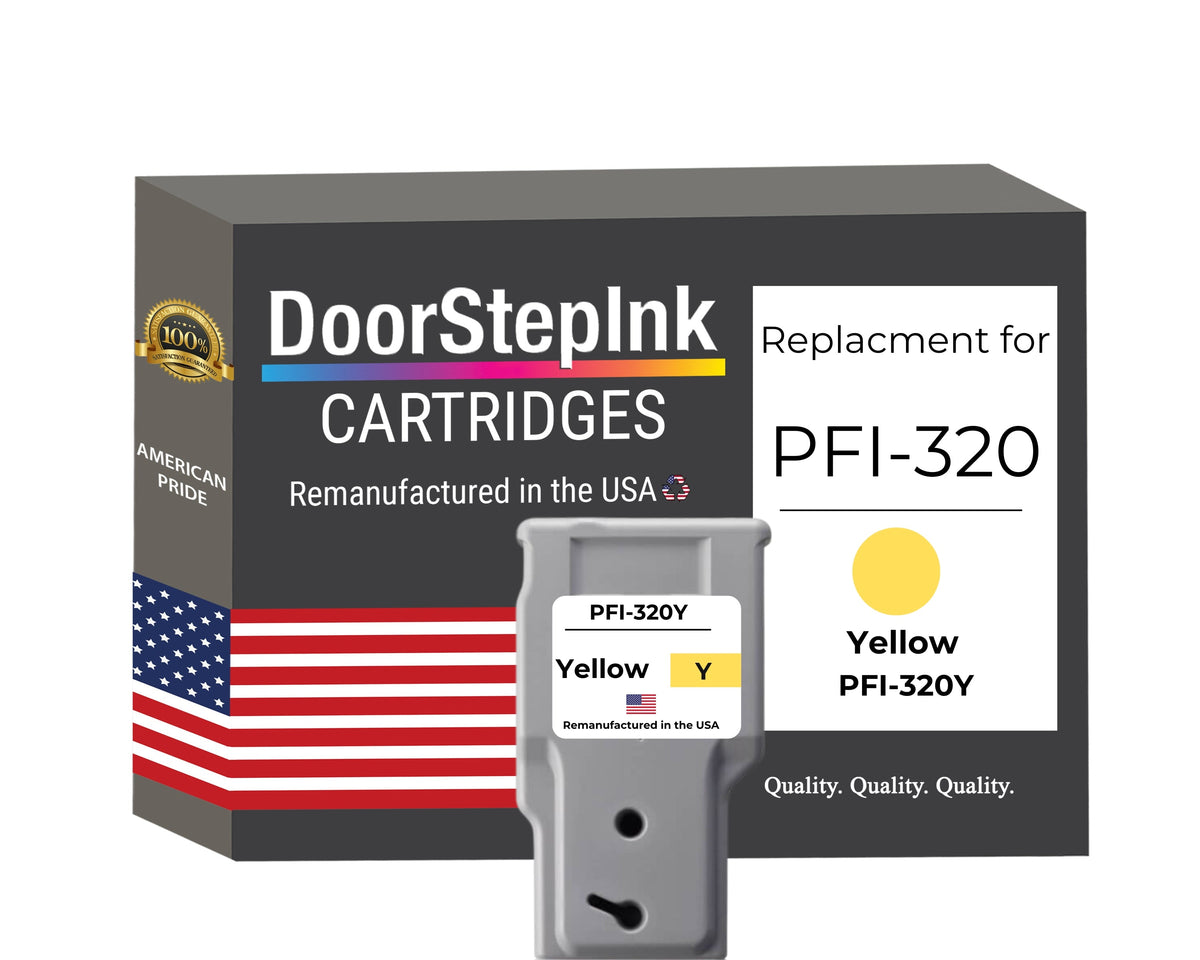 DoorStepInk Brand for Canon PFI-320Y Yellow Remanufactured in the USA Ink Cartridge, 2893C001-0