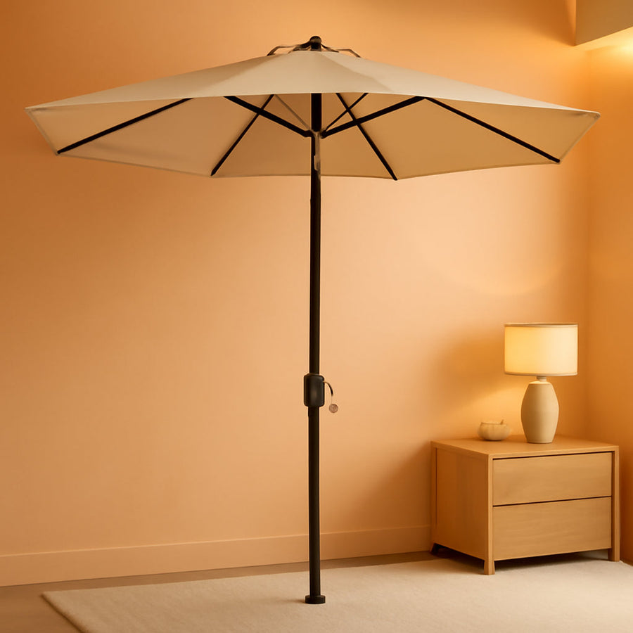 Auto Tilt Rectangular Olefin Outdoor Umbrella Beige