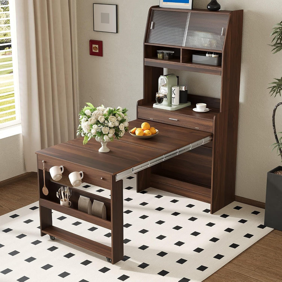 Compact Folding Dining Sideboard Cabinet With Storage