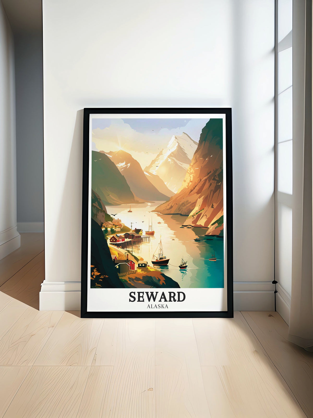 Seward Poster - Mount Marathon Decor - Resurrection Bay Wall Print - Resurrection Bay Travel Poster-0