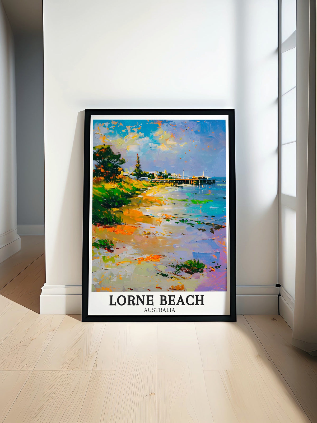 Lorne Beach Travel Print - Lorne Beach Poster Print - Lorne Pier Wall Decor - Great Ocean Road Artwork - Lorne Beach Travel Poster - Australia Wall Art-0