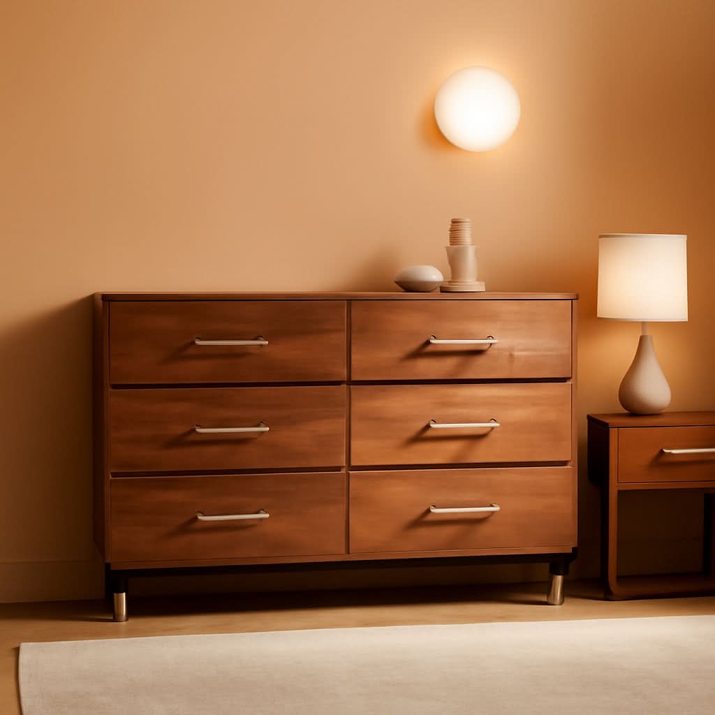 Walnut Dresser Six Drawer Storage Organizer Cabinet-0