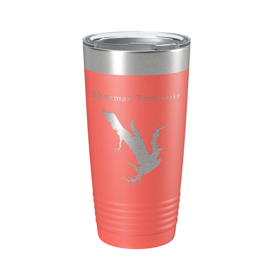 Sherman Reservoir Tumbler Lake Map Travel Mug Insulated Laser Engraved Coffee Cup Nebraska 20 oz