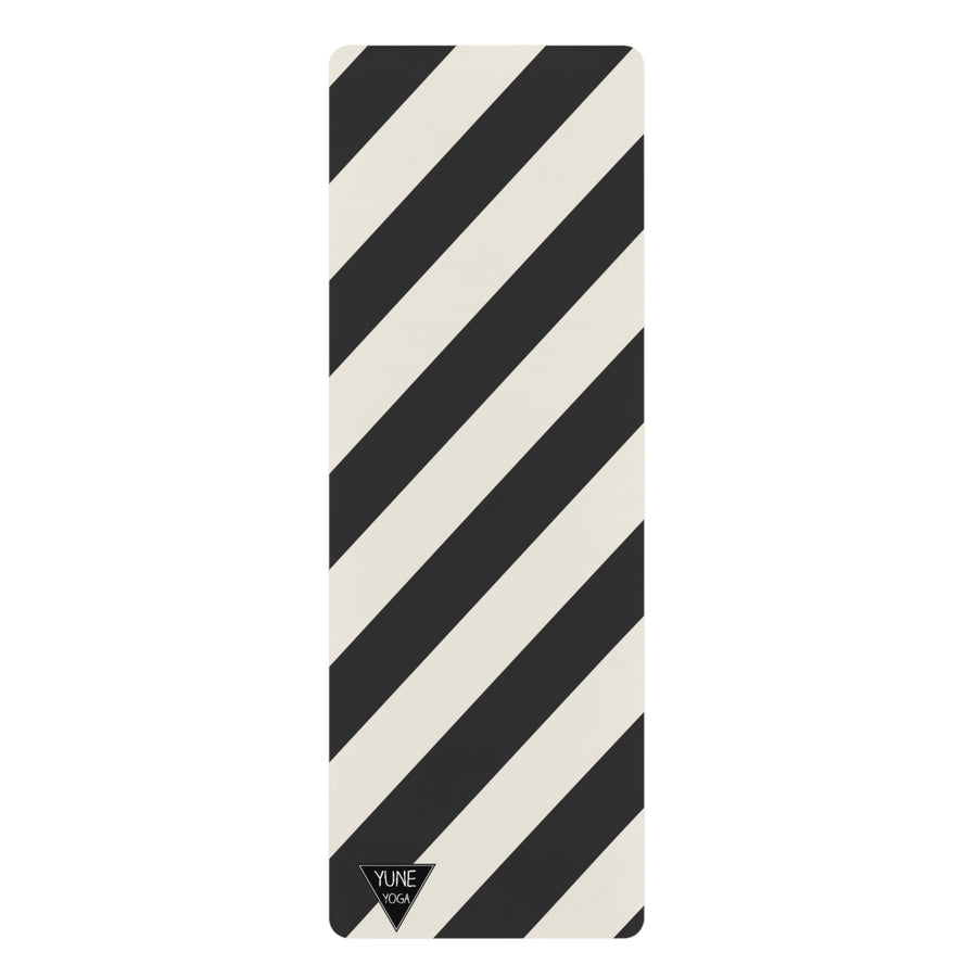 Stripe Pattern Black Natural Rubber Yoga Mat