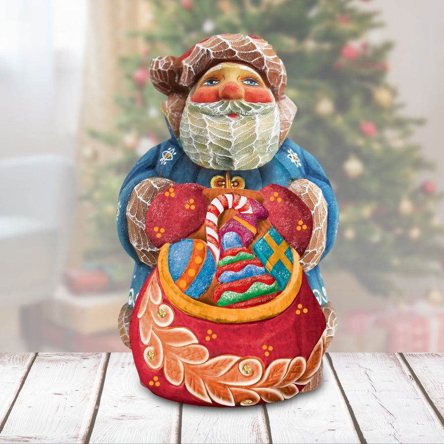 Santa Toy Bag Handcrafted Christmas Figurine - G. DeBrekht Christmas Santa Snowman Décor - 517613